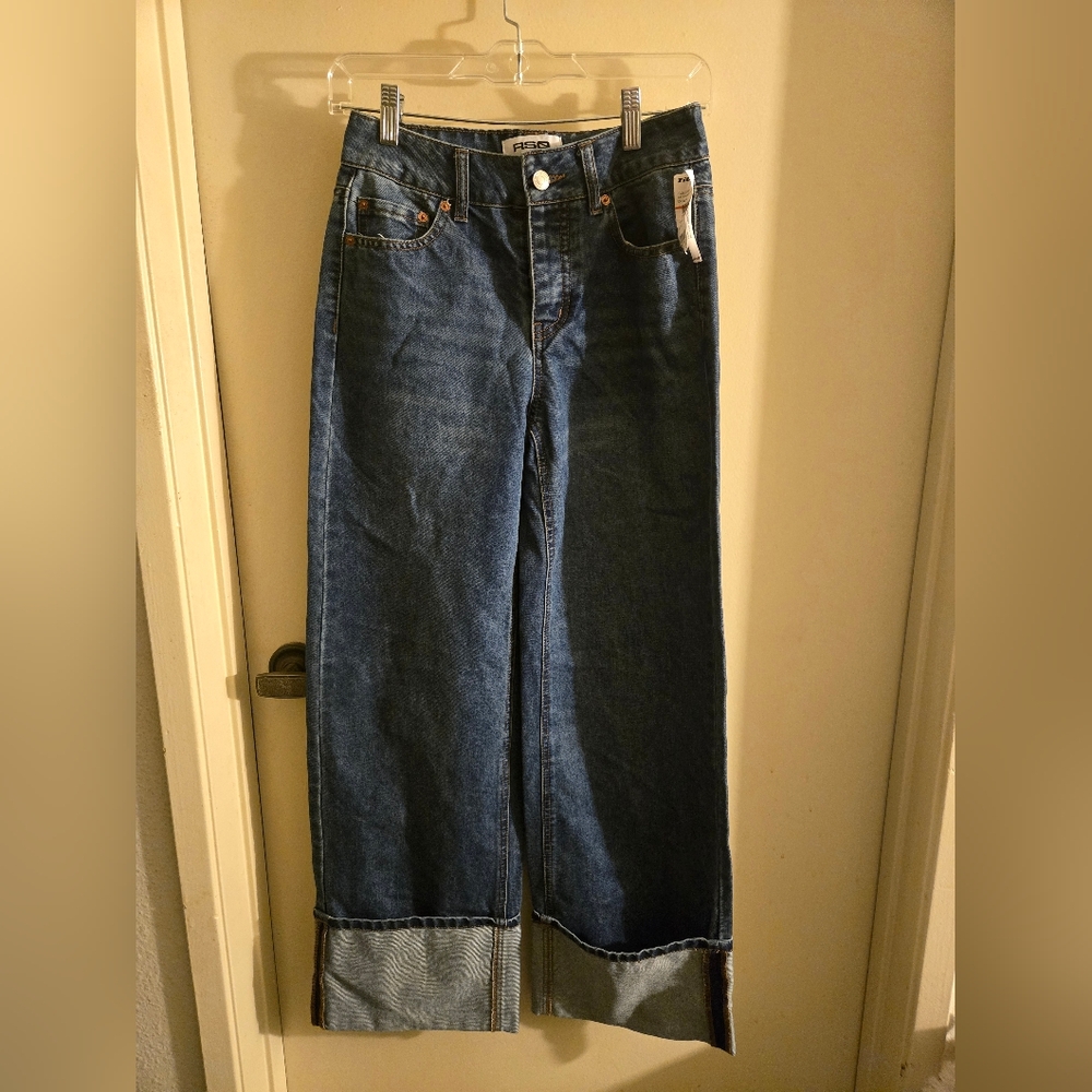 RSQ Indigo Wide-Leg Buttonfly Jeans